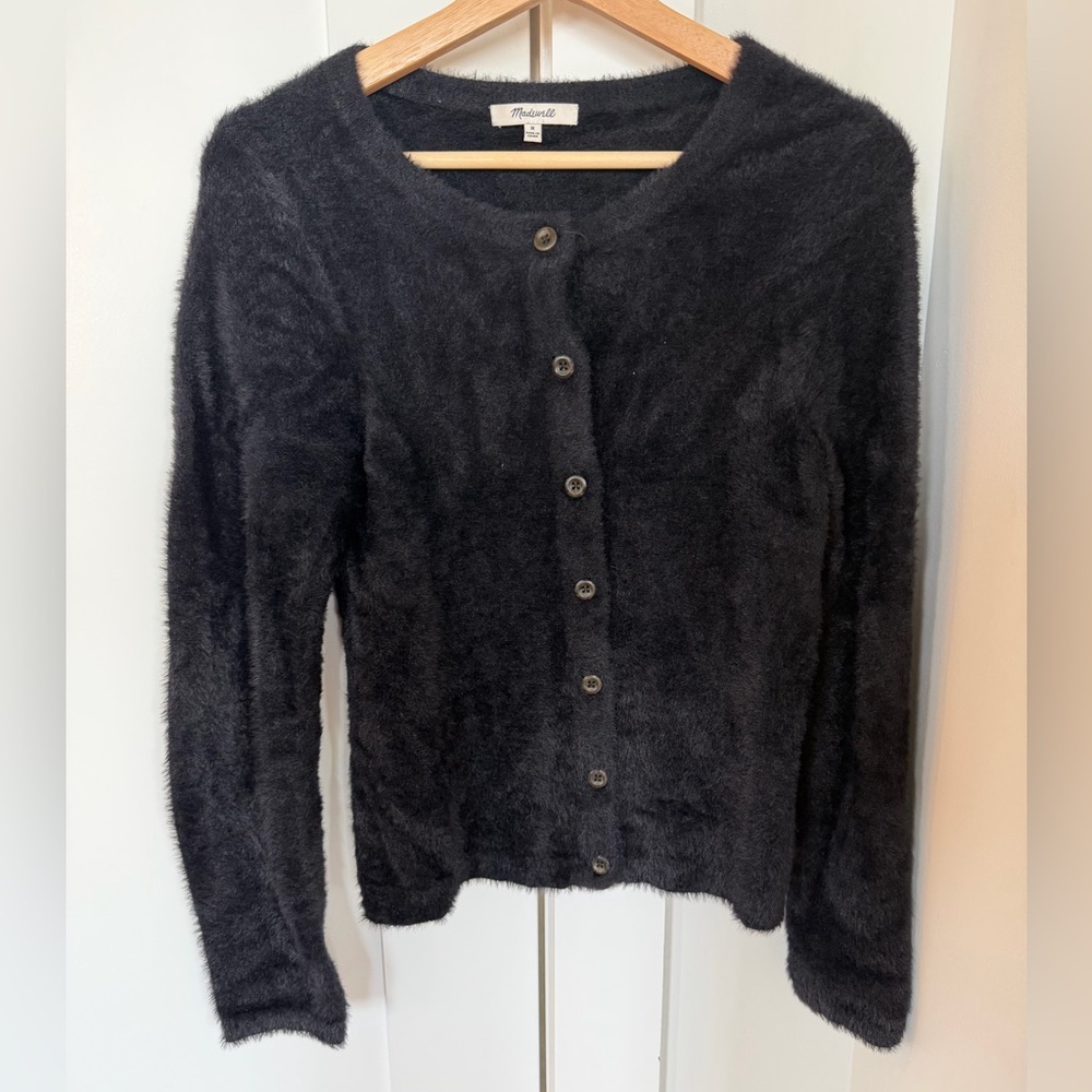 Madewell Hewitt Cardigan Sweater True Black Medium - Picture 2 of 11